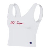 USC Trojans Women's Champion White Tailgate Scoop Neck Crop Tank
